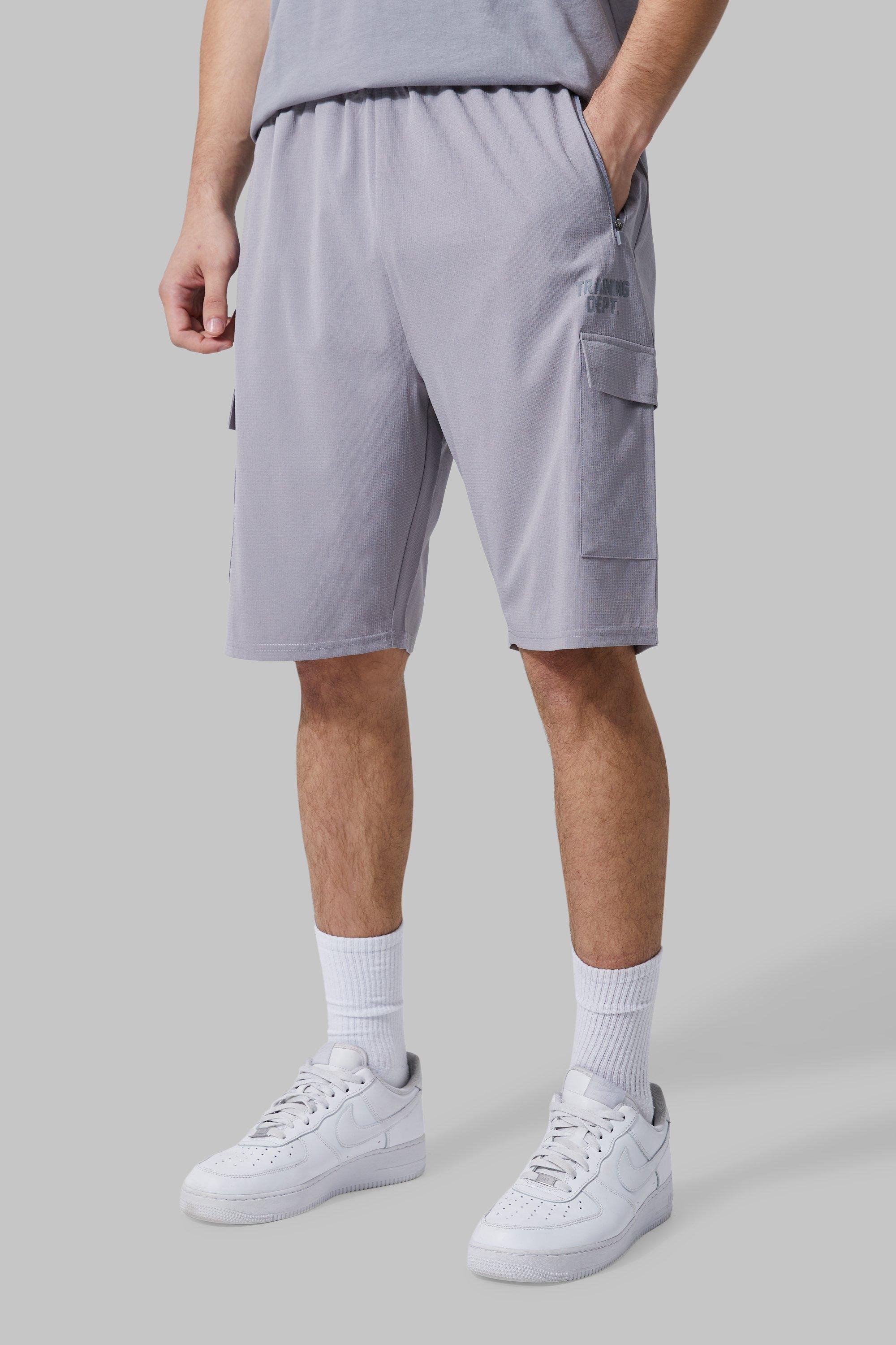Boohoo Tall Active Training Dept Cargo Shorts in Gray Lyst