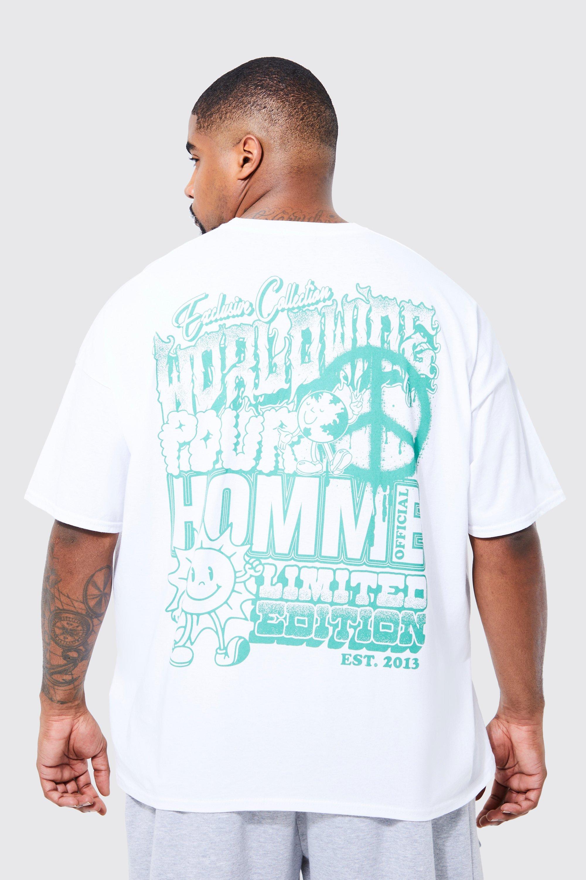 BoohooMAN Plus Oversized Doodle Back Graphic T-shirt in White for Men | Lyst