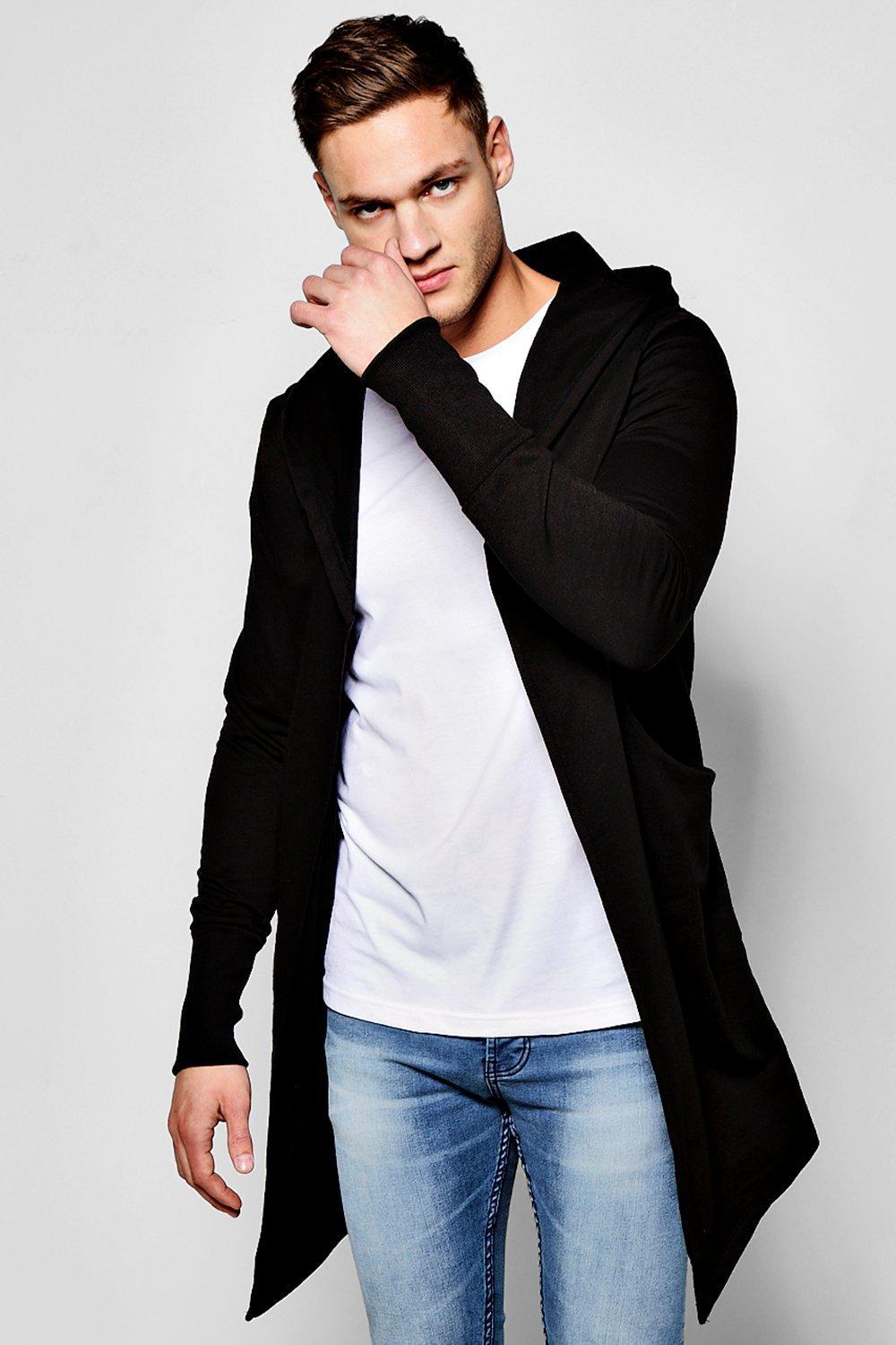 mechanism whether cage Boohoo Longline Hooded Cardigan With Extended Cuff in Black for Men | Lyst