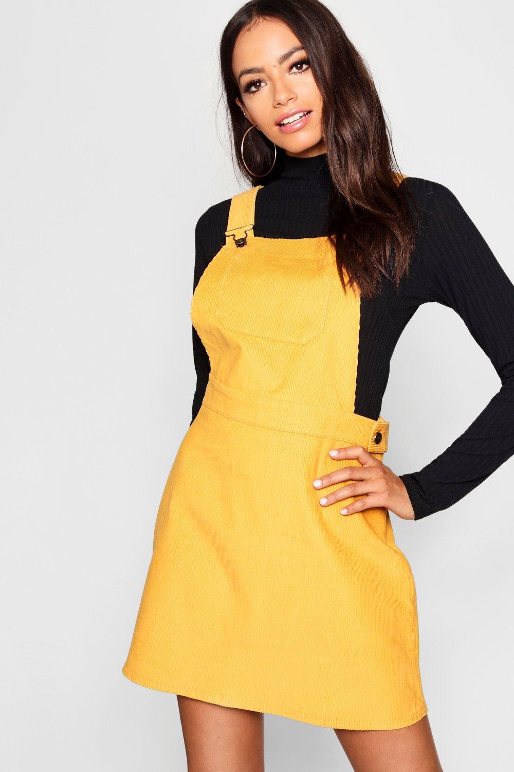 mustard yellow pinafore dress