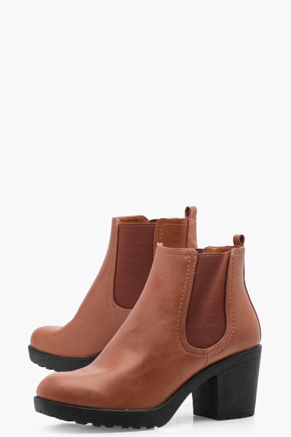 chellysun chunky cleated heel chelsea boots