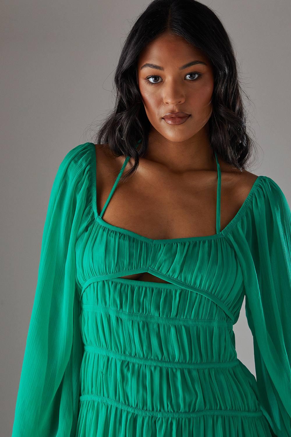 slim fit dress slacks Cady Day Dress with Relaxed Sleeves and Handkerchief Hem