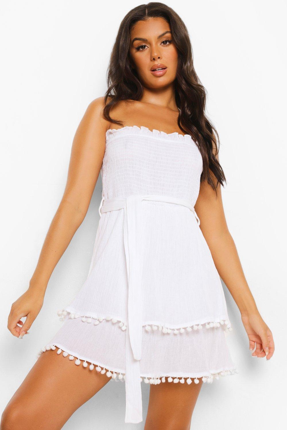 Boohoo Crinkle Cotton Shirred Bandeau 