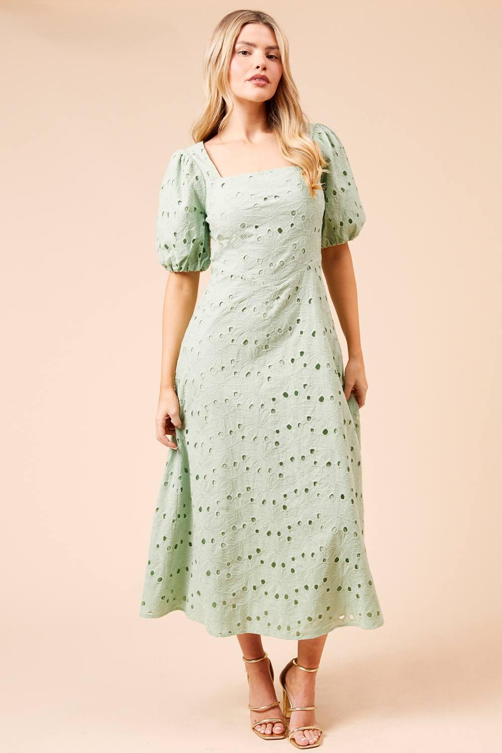 chinese dress ladies Dorothy Emerald Green Lace Dress – Whisper Mint main image 1