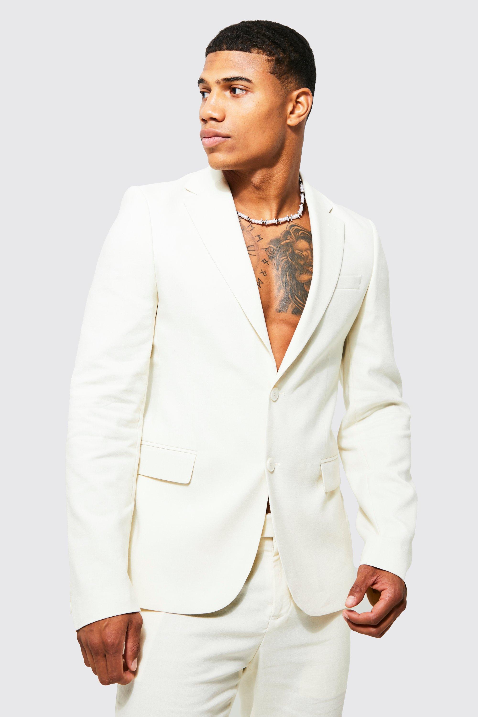 BoohooMAN Double Breasted Skinny Linen Suit Jacket for Men Lyst