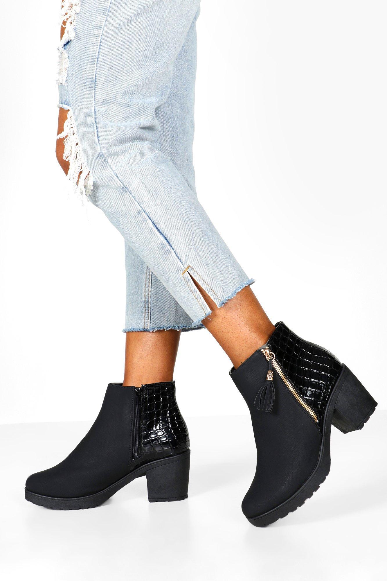 Boohoo Wide Fit Zip Side Chelsea Boots in Black Lyst