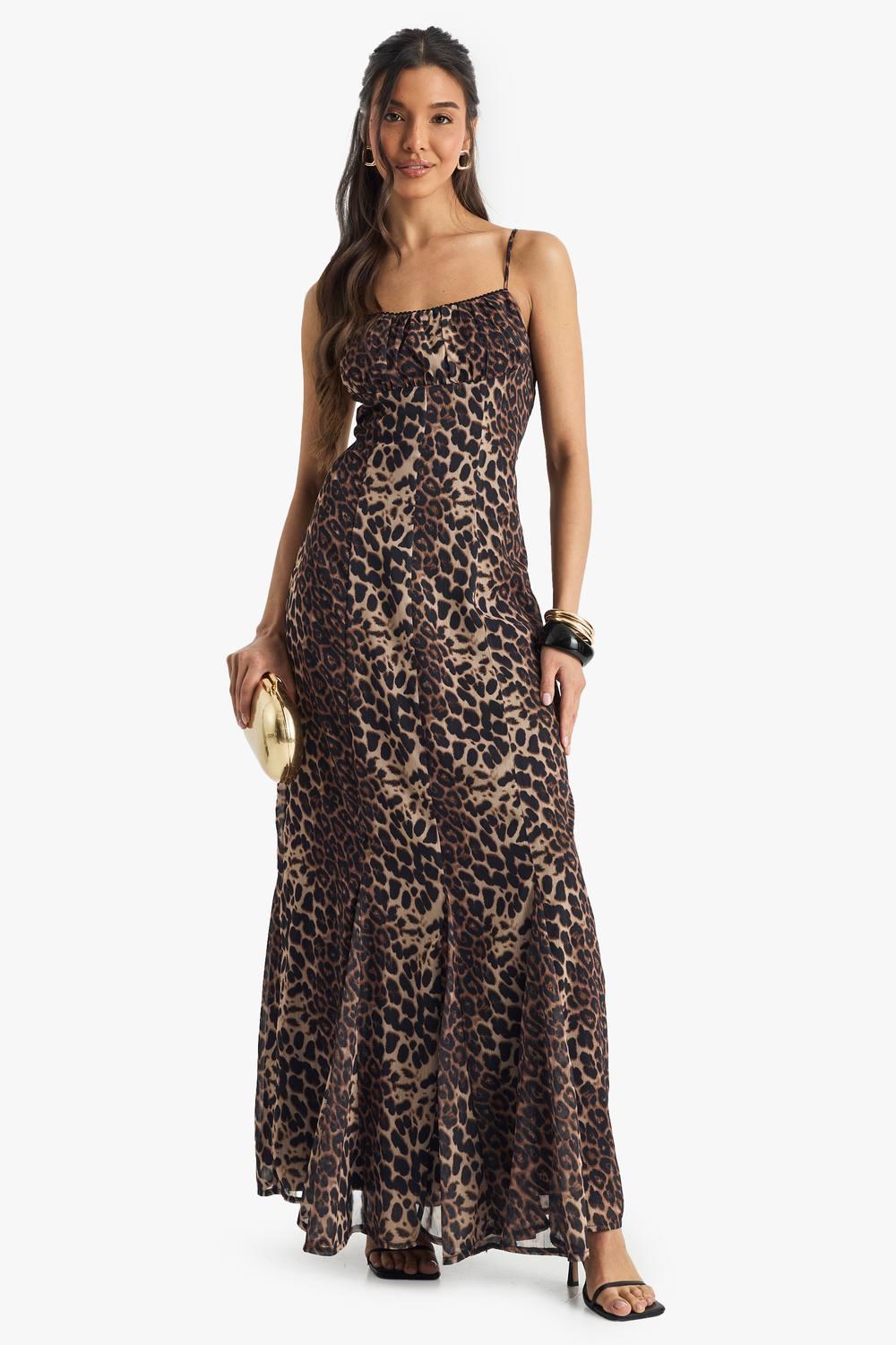 light brown skater dress Solid V Neck Mini- Apricot main image 0
