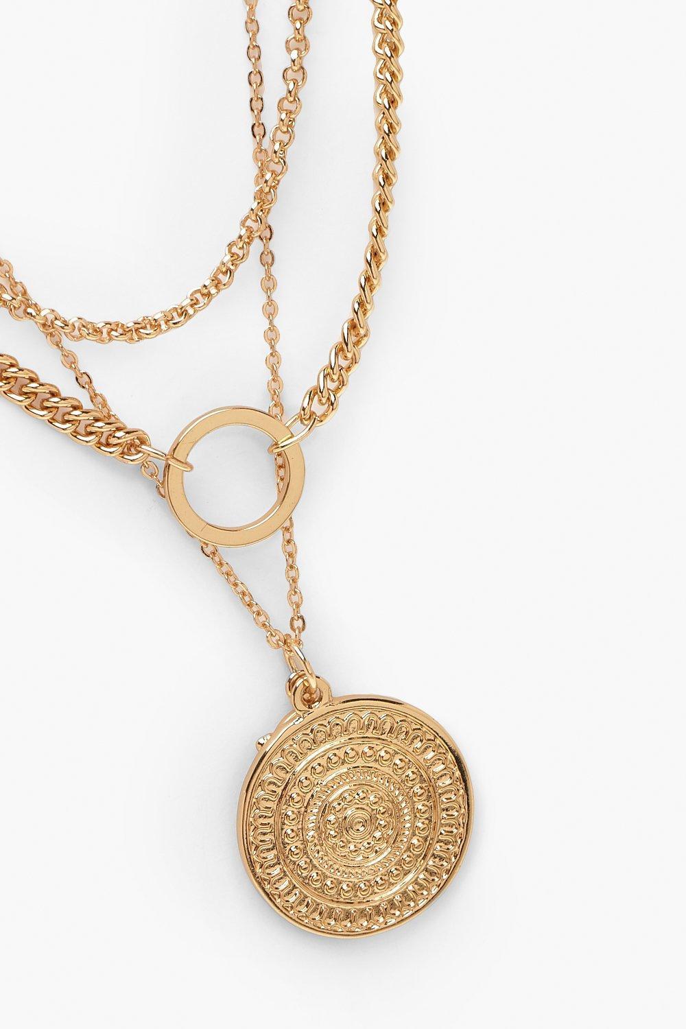 Boohoo O Ring Coin Chain Necklace In Gold Metallic Lyst Boohoo O Ring Coin Chain Necklace In Gold Metallic Lyst