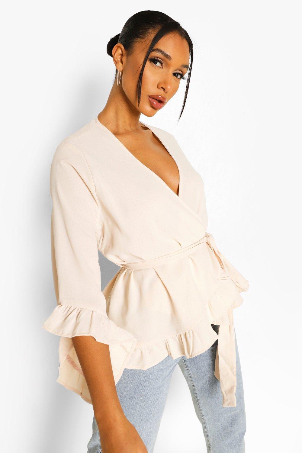 Ruffle hem wrap blouse Clearance