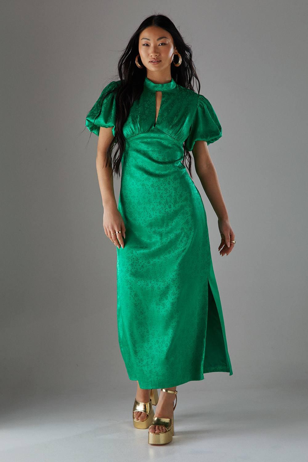 warehouse green silk dress Satin Maxi Dress Warehouse Green Leopard Asymmetric Dress Where Elegance  Meets The ELOWEN Maxi Dress In
