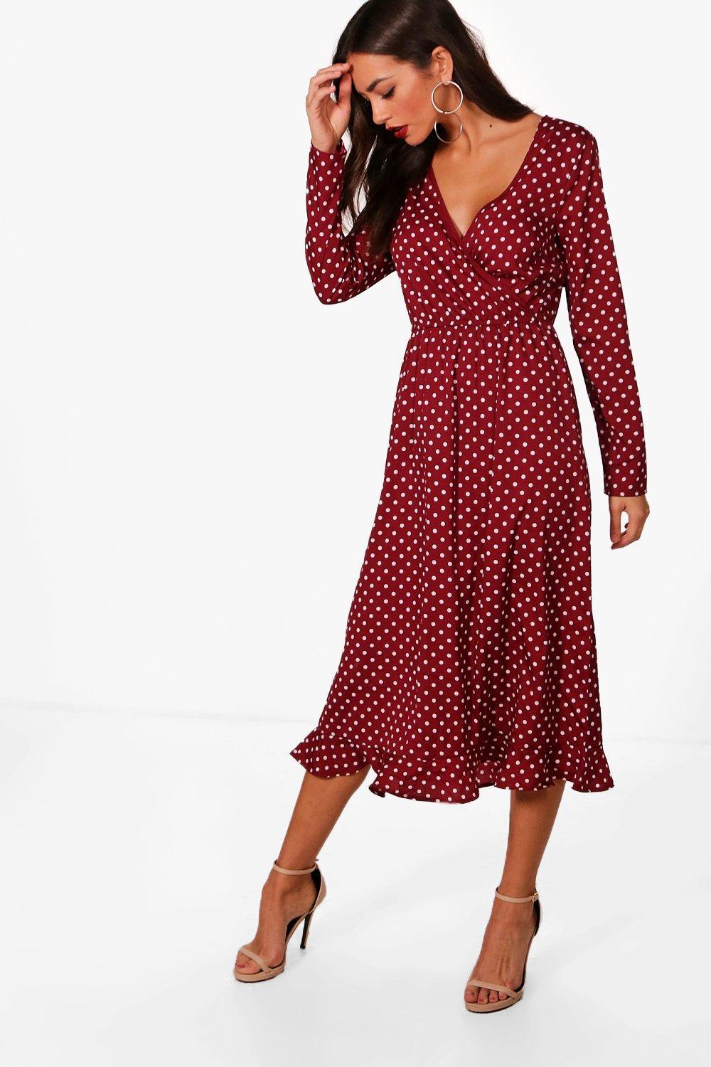 red midi tea dress