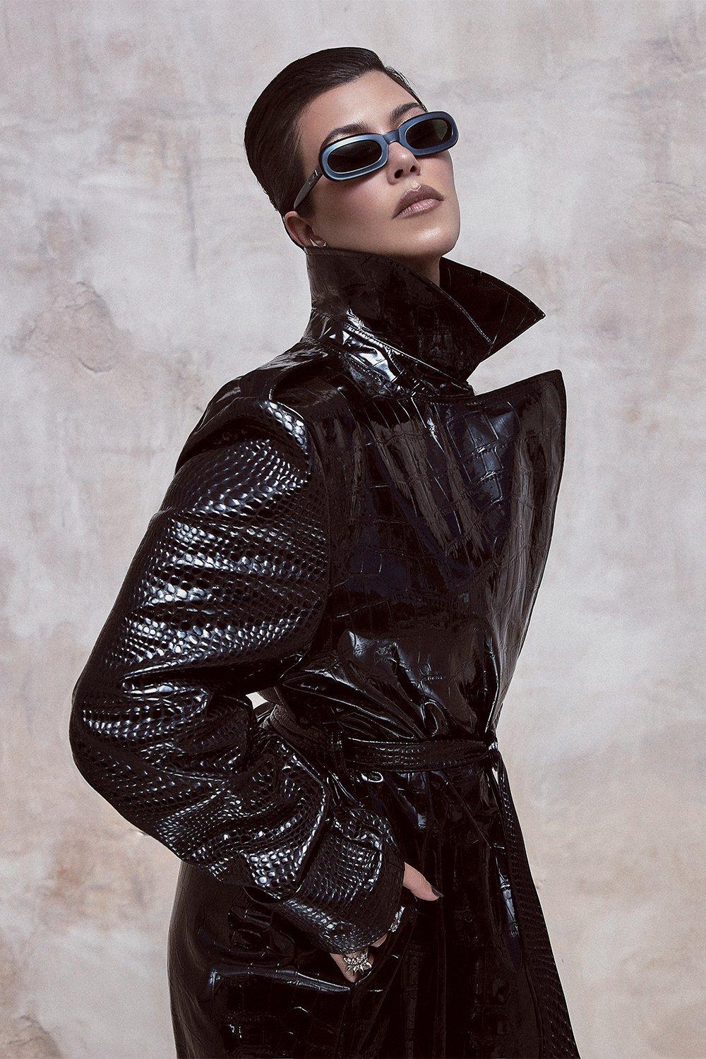 Boohoo Kourtney Kardashian Barker High Shine Faux Croc Trench Coat in Black  | Lyst Canada