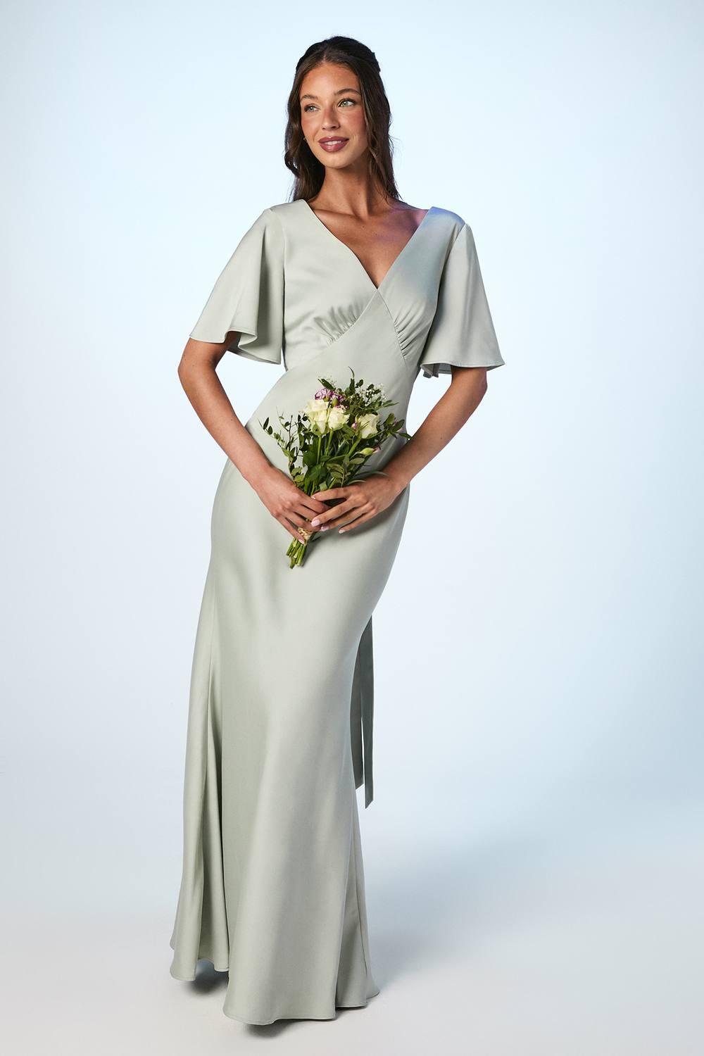 Coast Tie Back Satin Back Crepe Bridesmaid Dress in Blue | Lyst