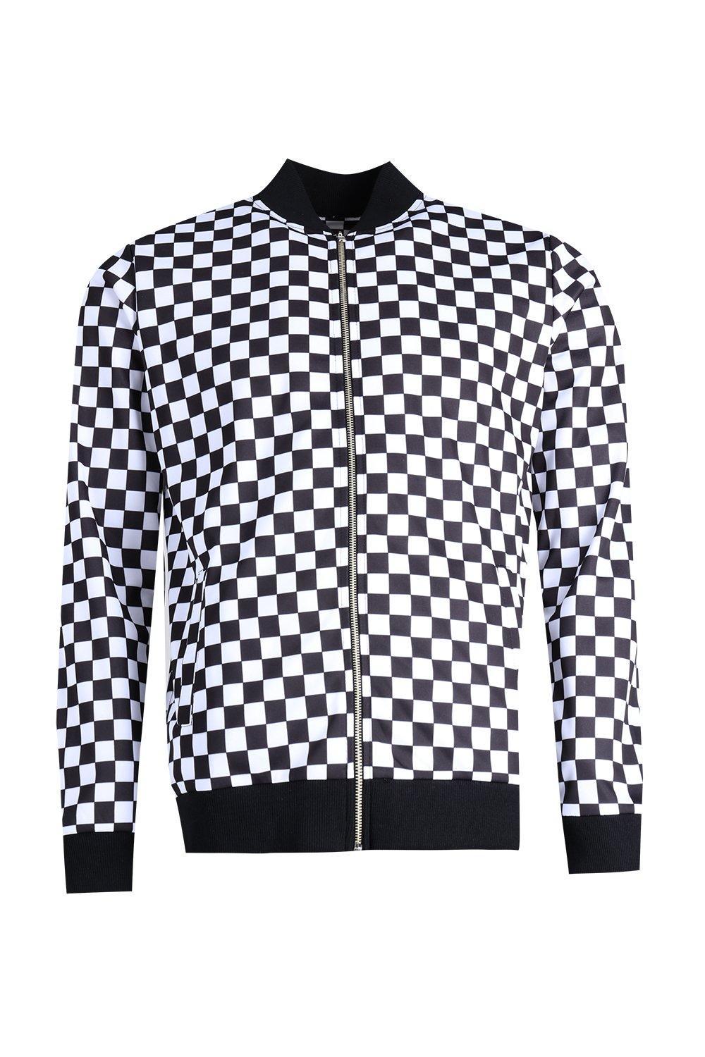 black and white checkered bomber jacket