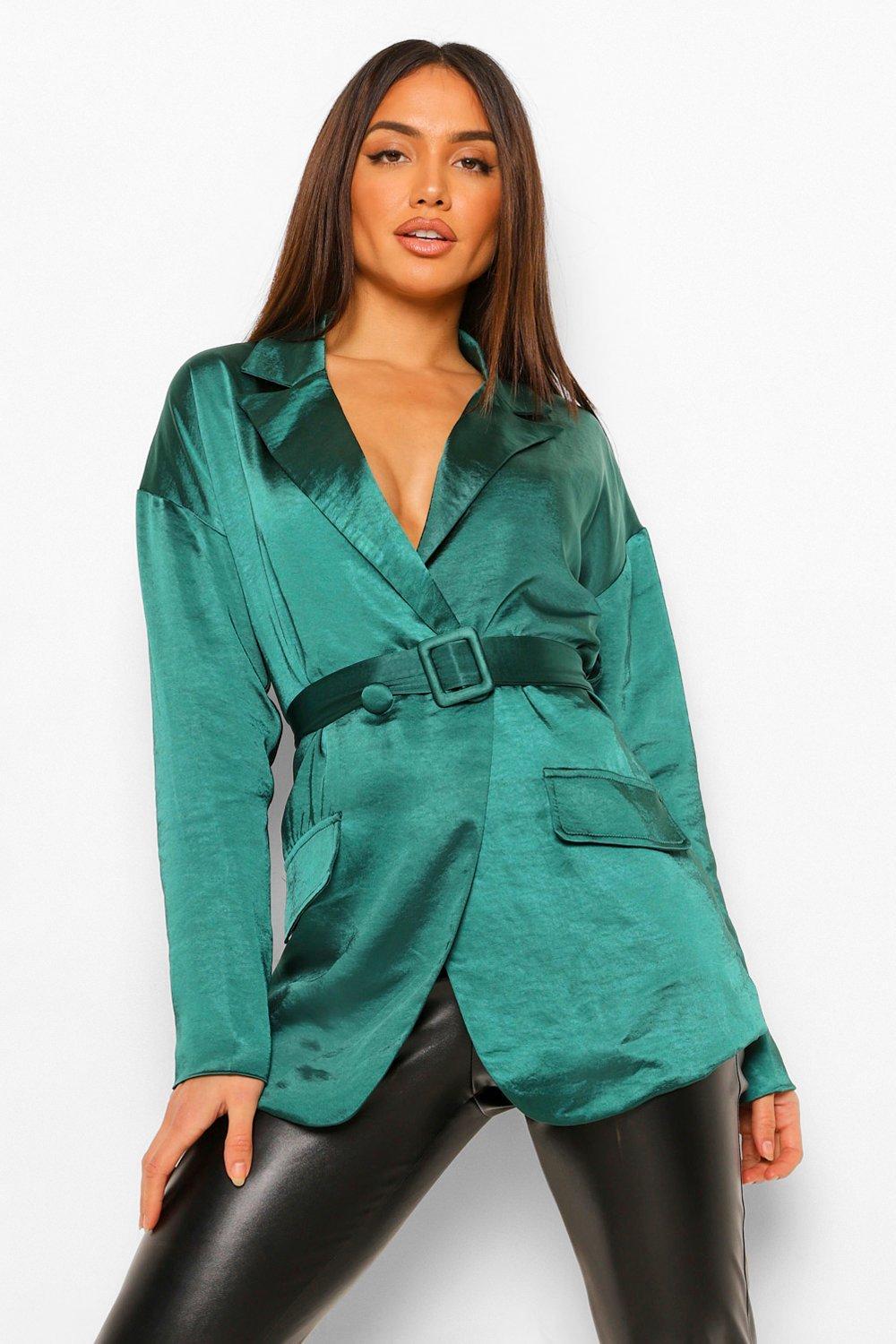 satin belted blazer