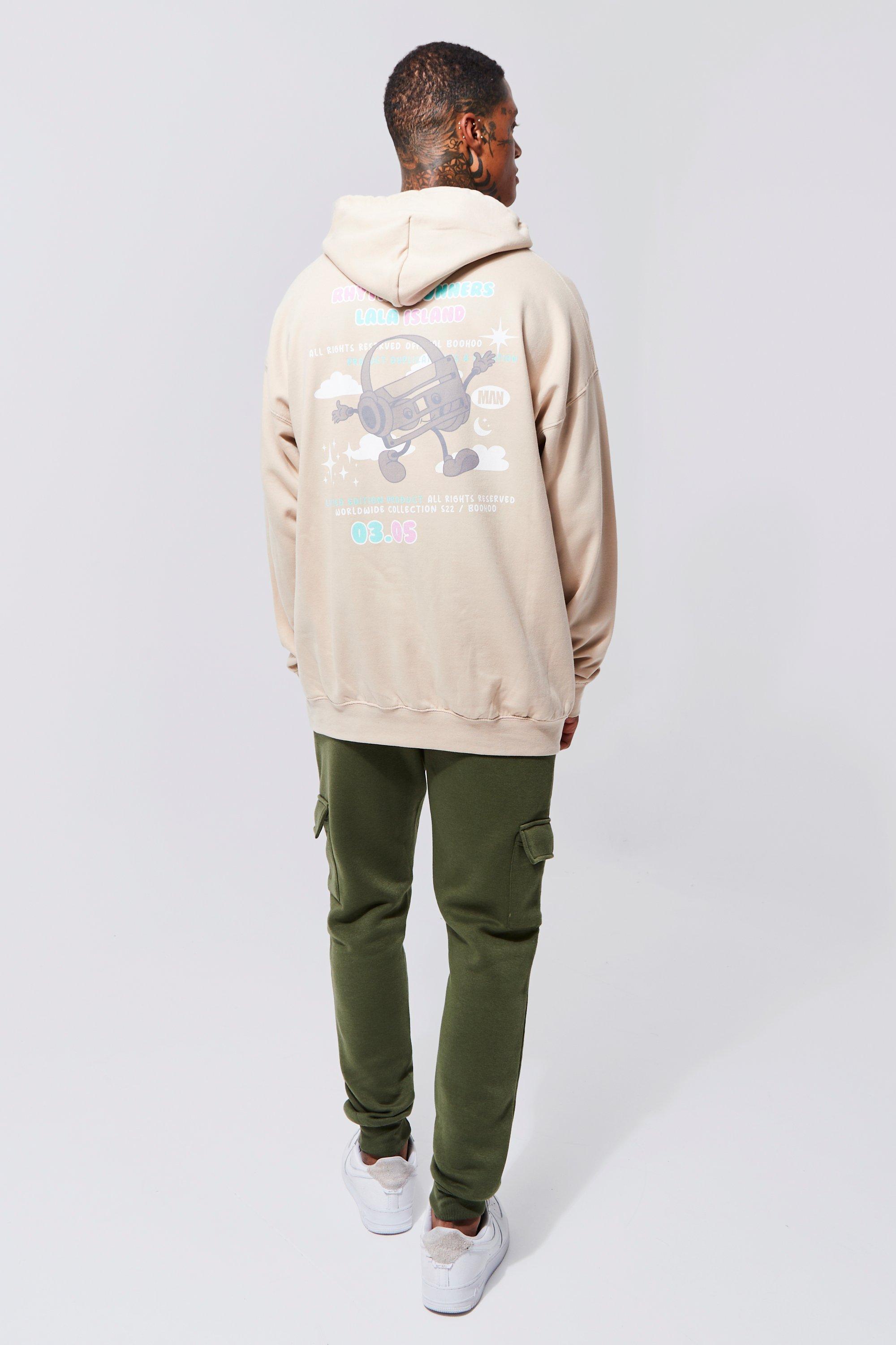 Boohoo Oversized Rhythm Runners Graphic Hoodie in Natural for Men | Lyst