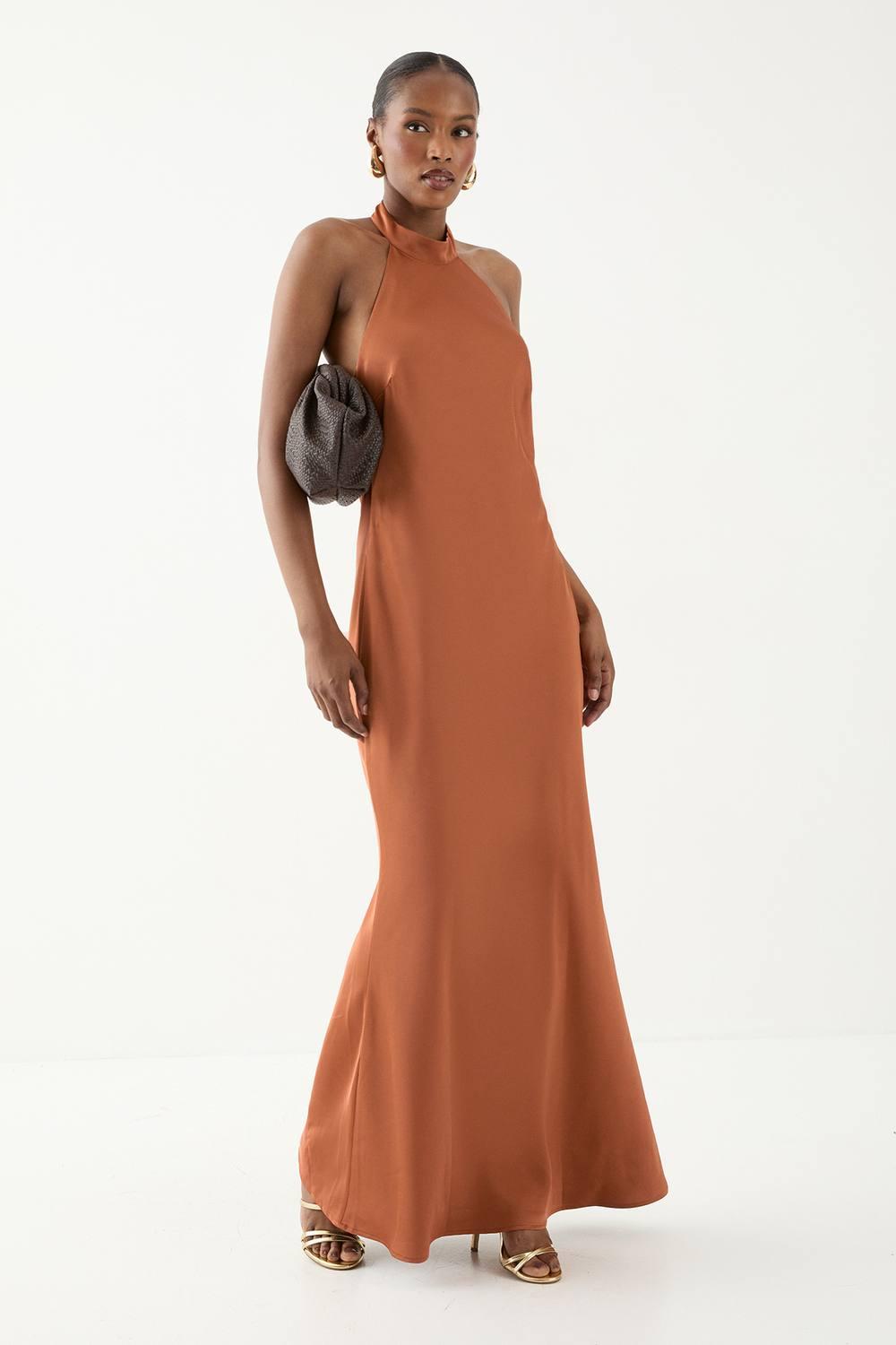 how to order a bridesmaid dress when pregnant Shona Joy - La Lune High Cowl Open Back Maxi Dress - Lemon