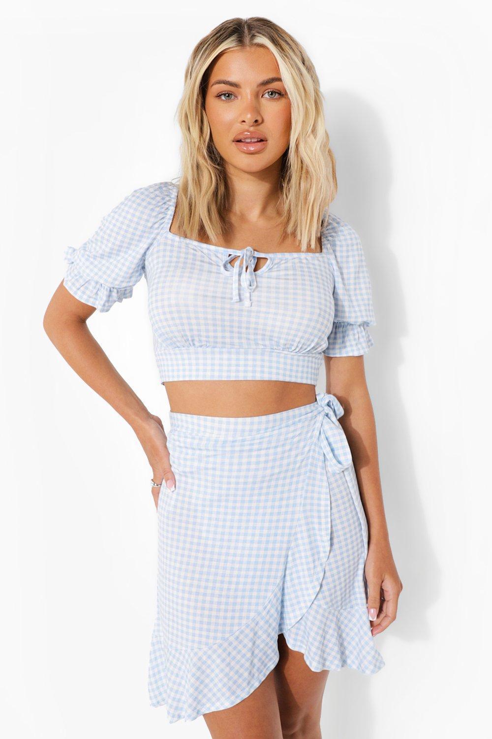 gingham frill skirt