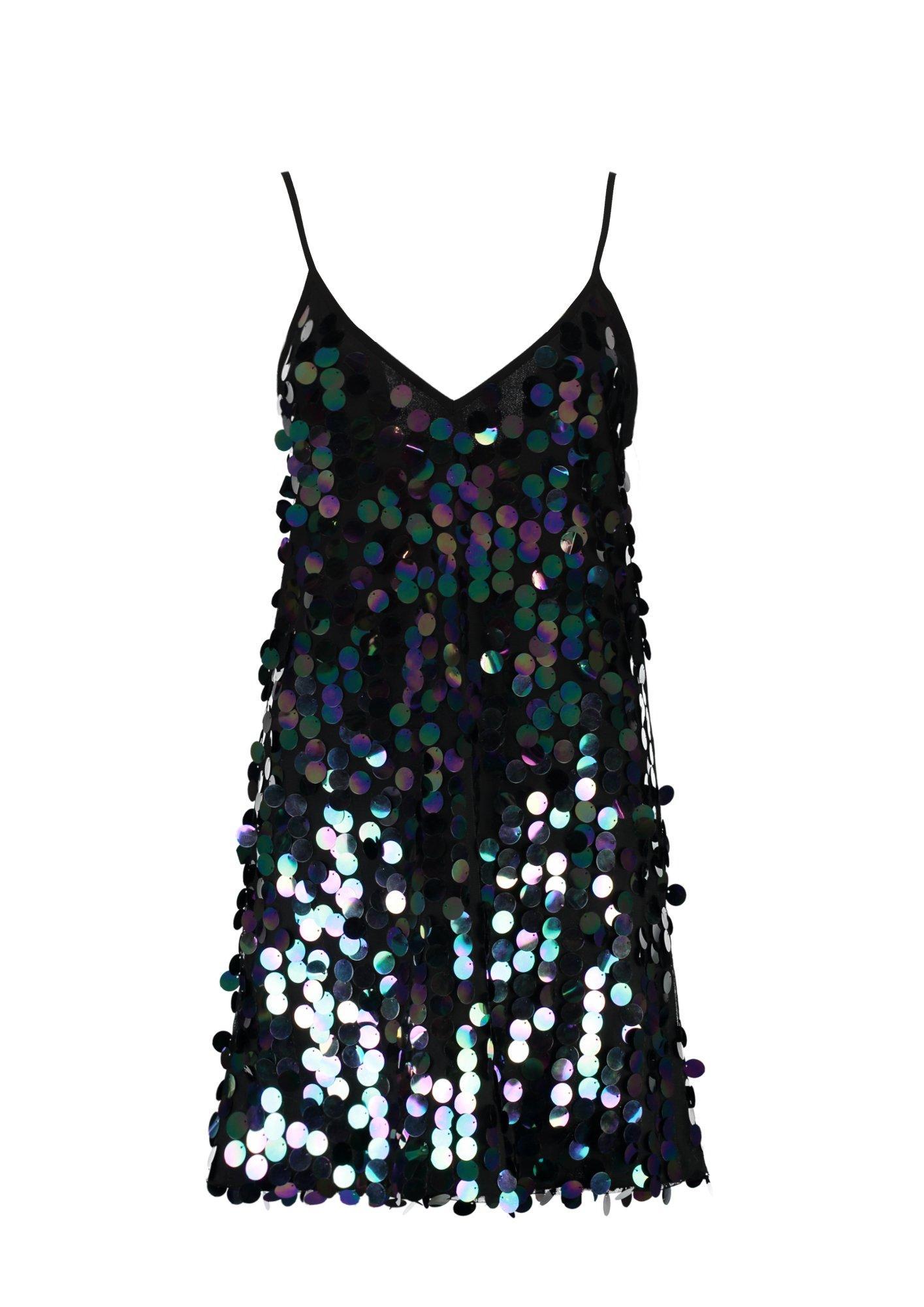 rivinda disc sequin slip dress