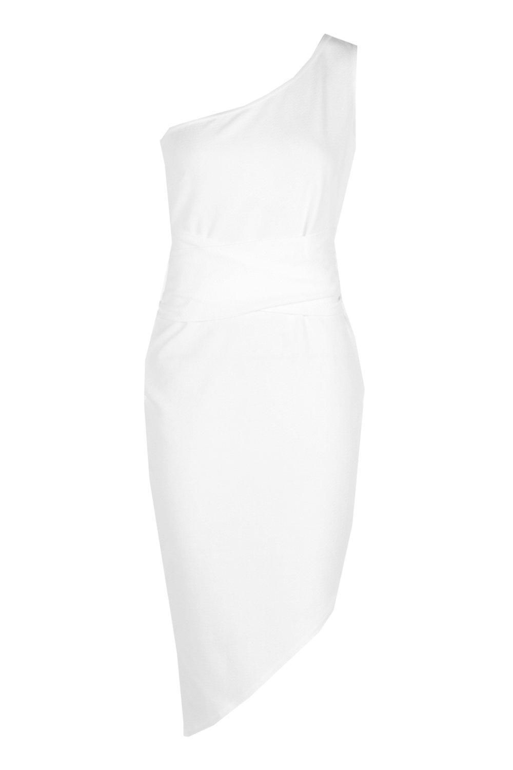 petite one shoulder asymmetric bodycon dress