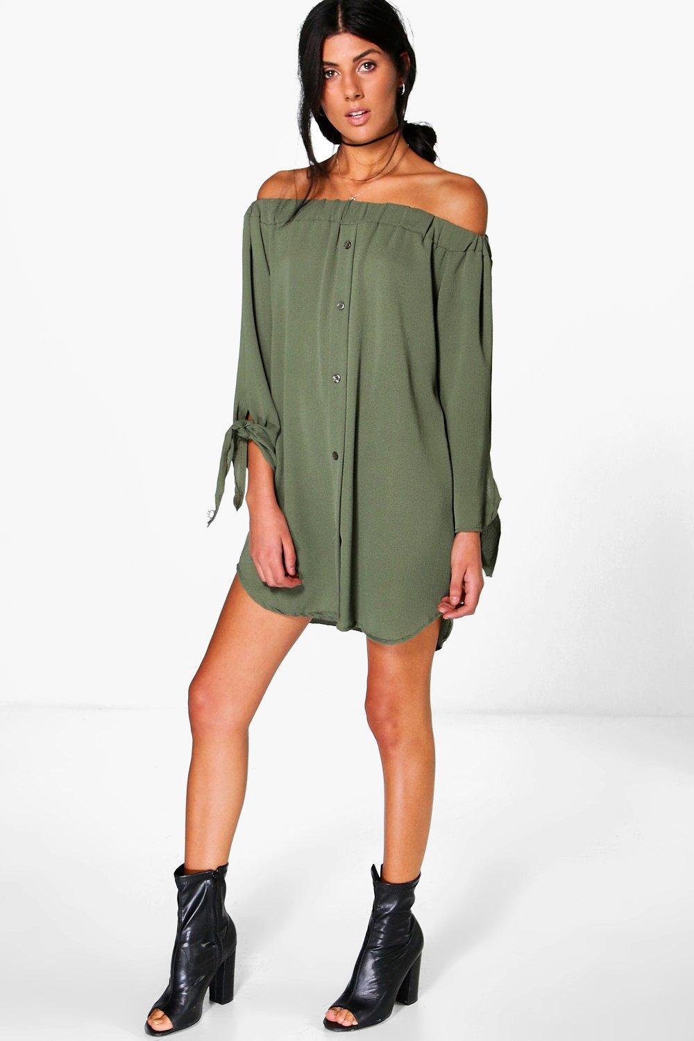 khaki shift dress