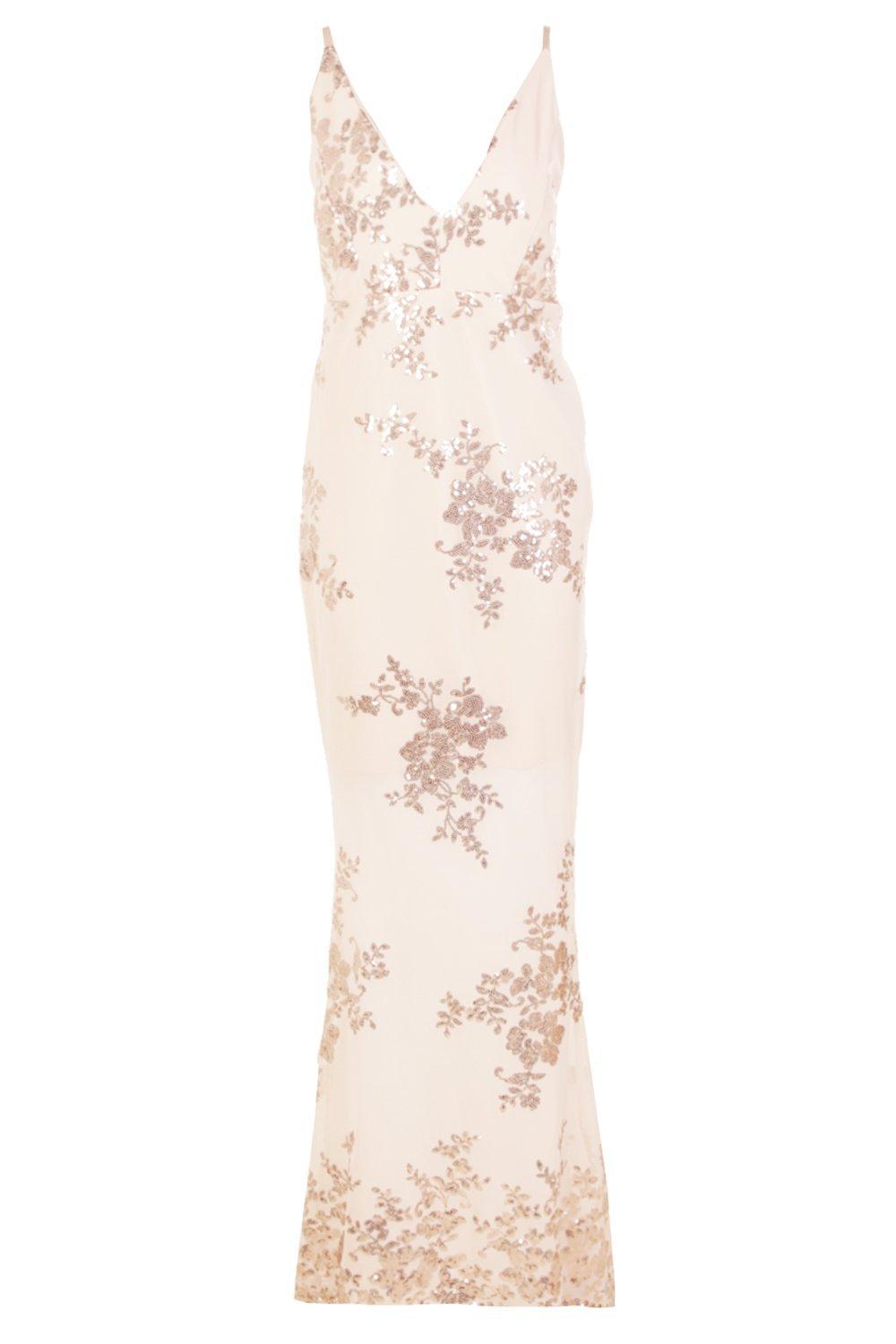 boutique sequin panel mesh maxi dress