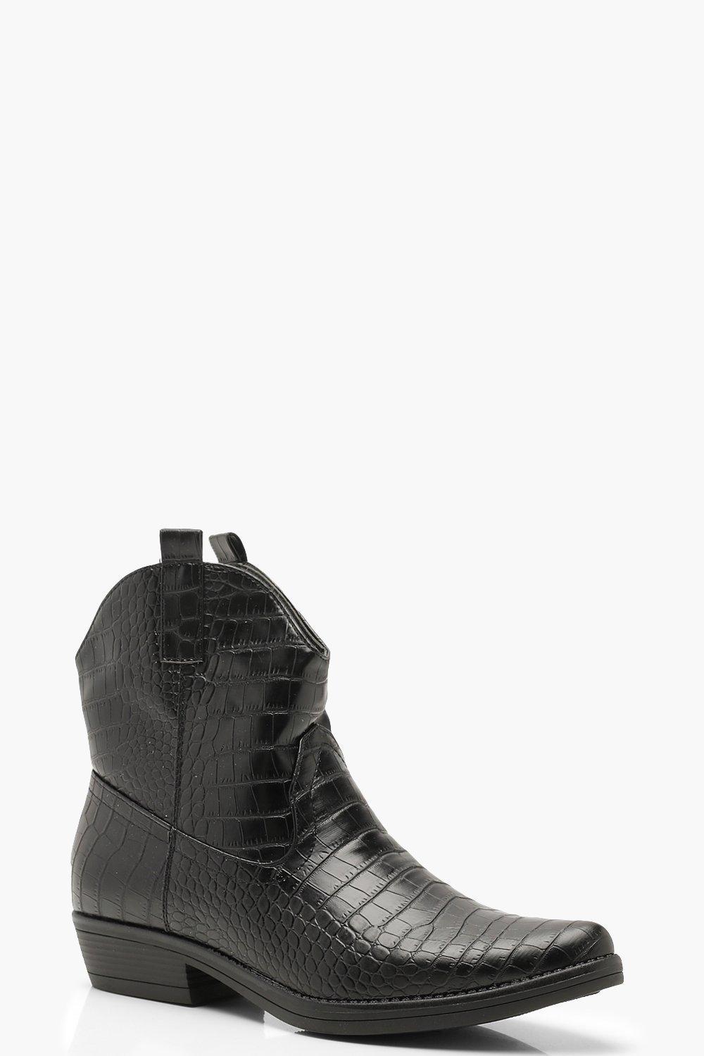 black croc western boots