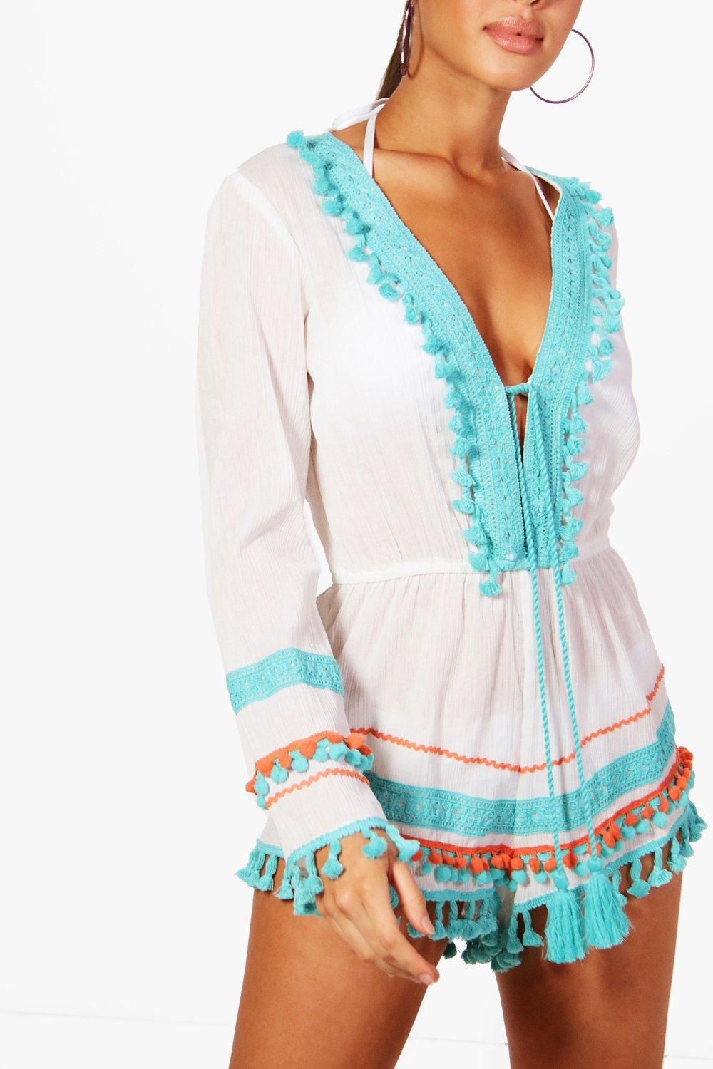 boohoo tassel playsuit