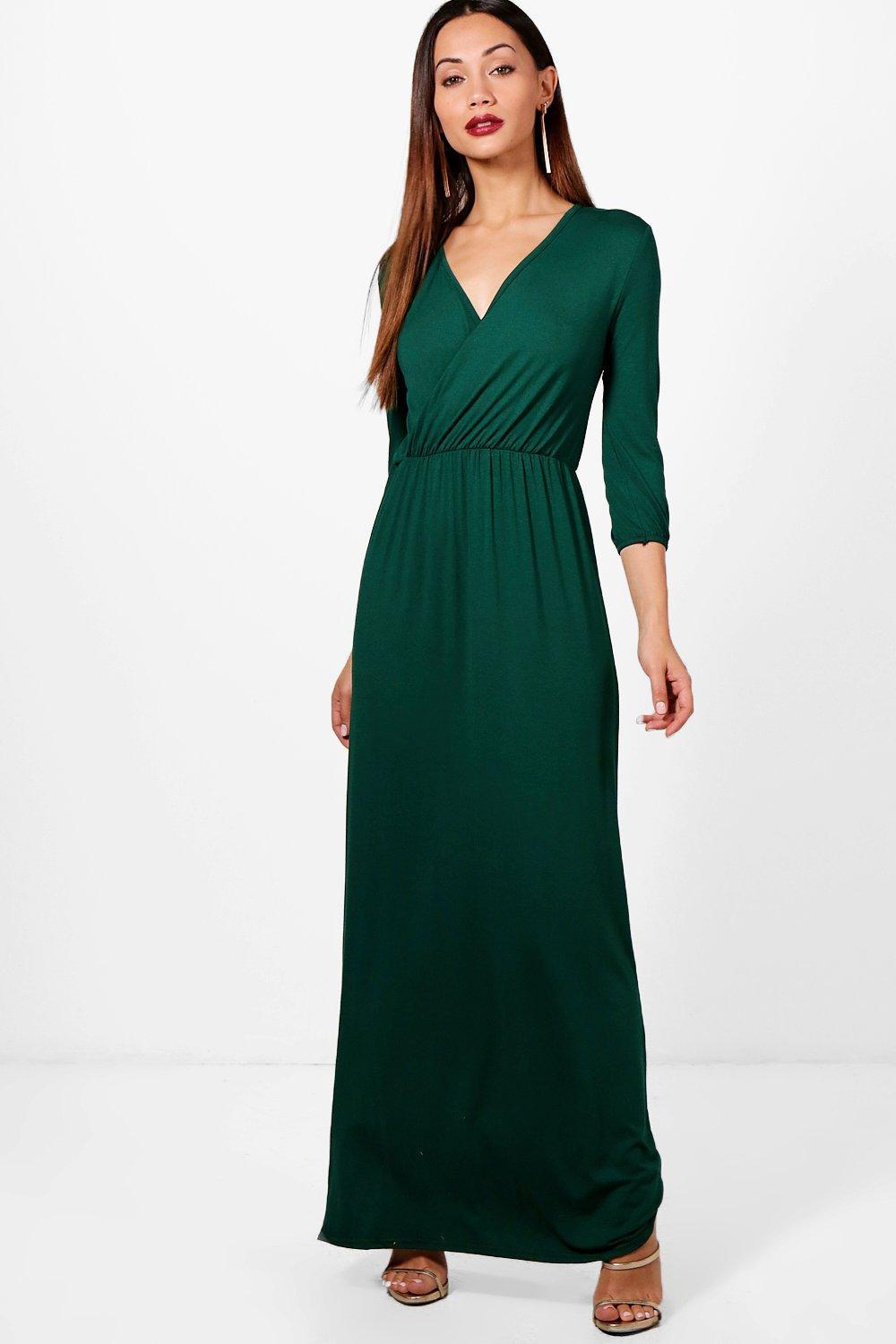 bottle green maxi dress