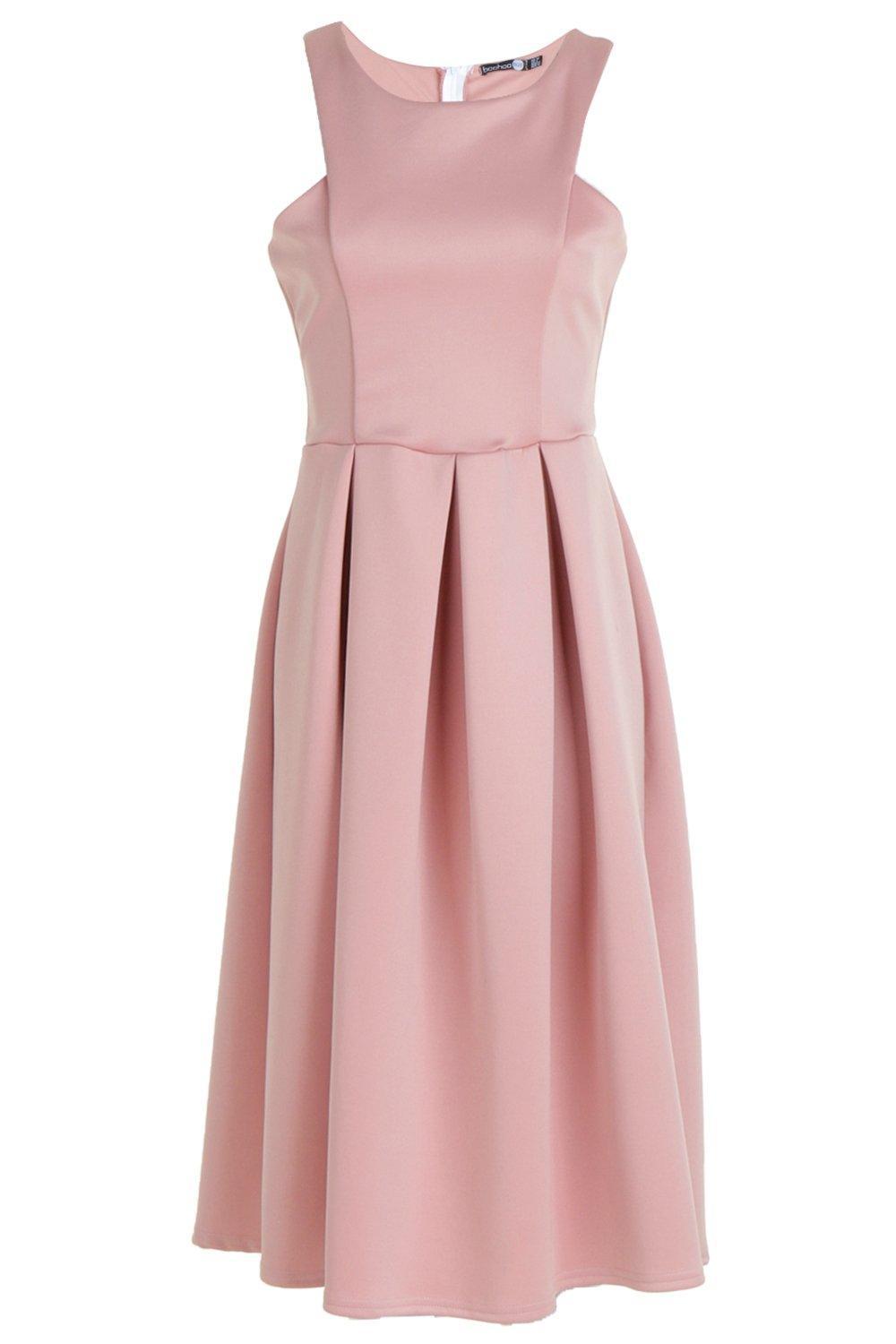 scuba cutaway neckline midi dress