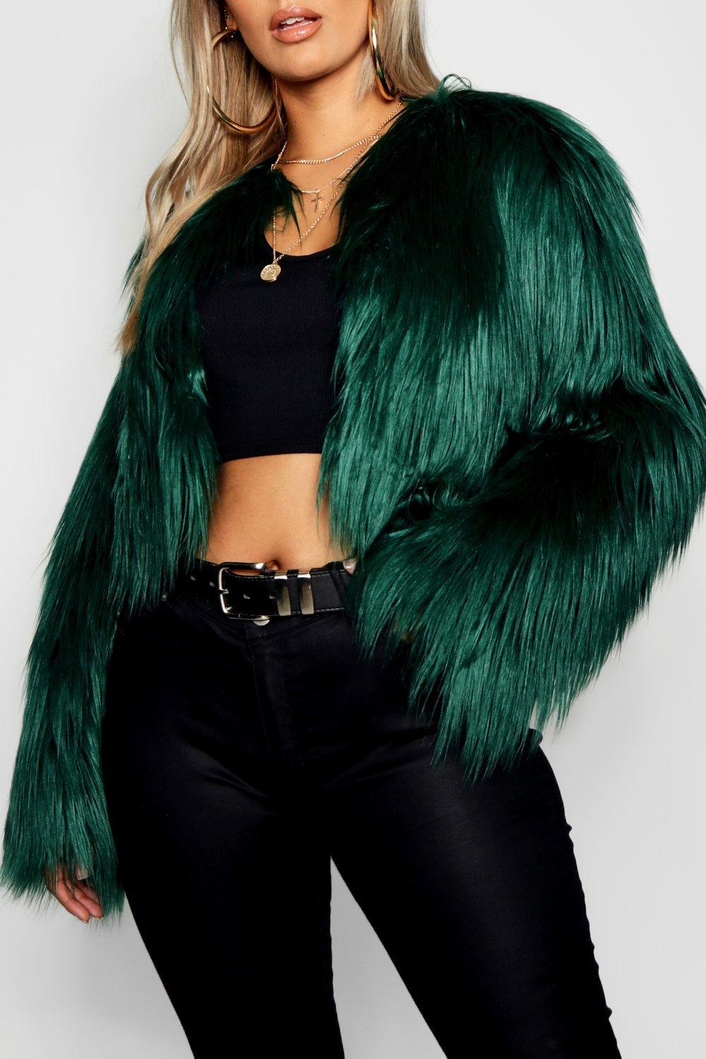 green shaggy jacket