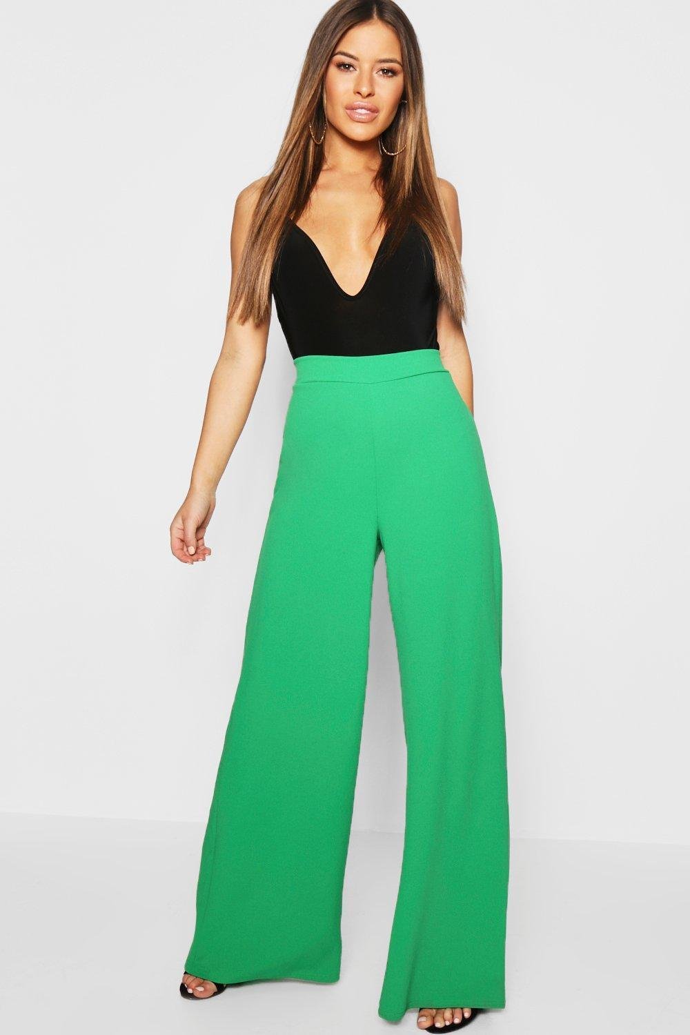 petite wide leg high waisted trousers