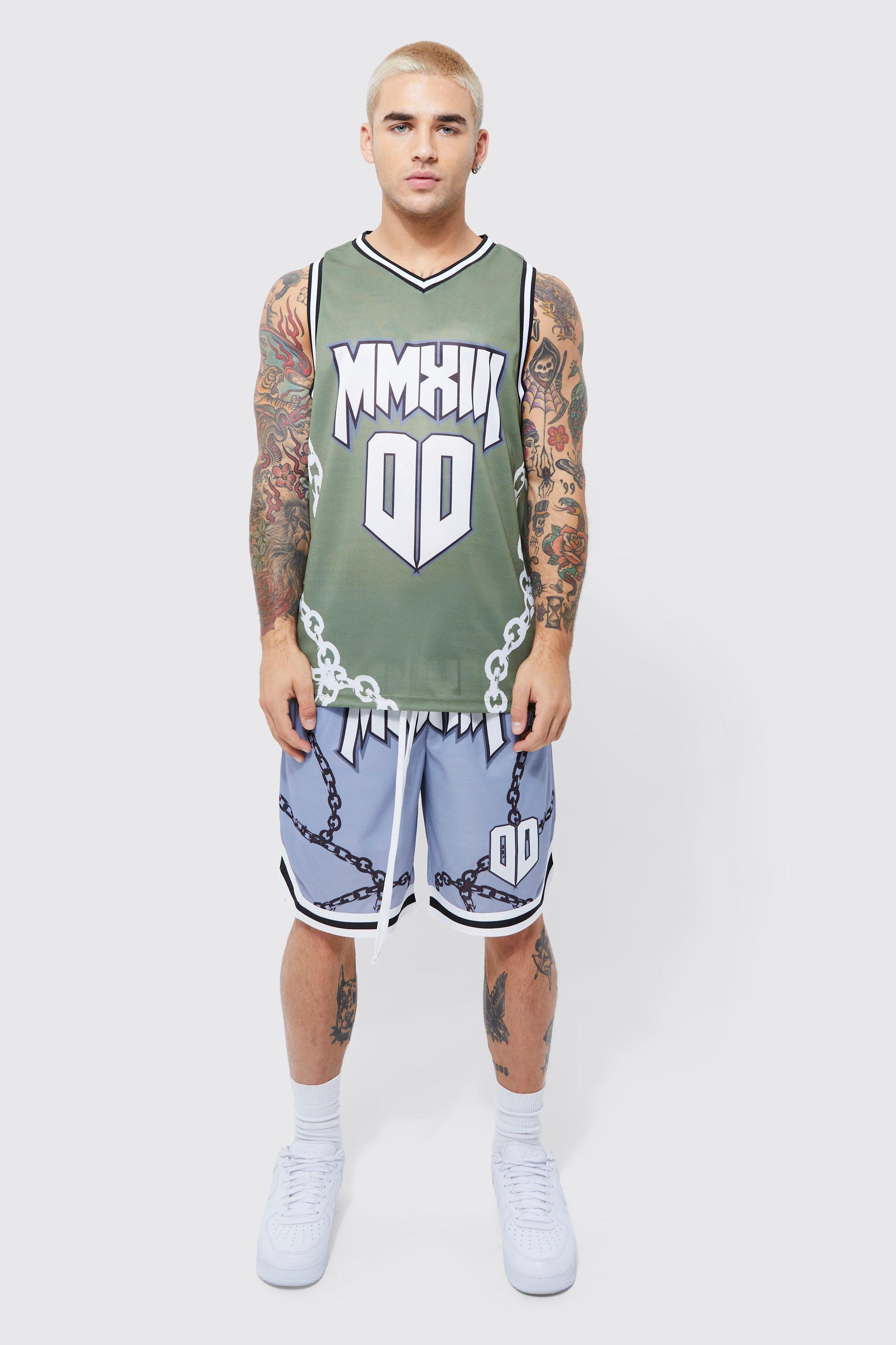 BoohooMAN Mesh Vneck Basketball Tank And Short Set in Blue for Men Lyst