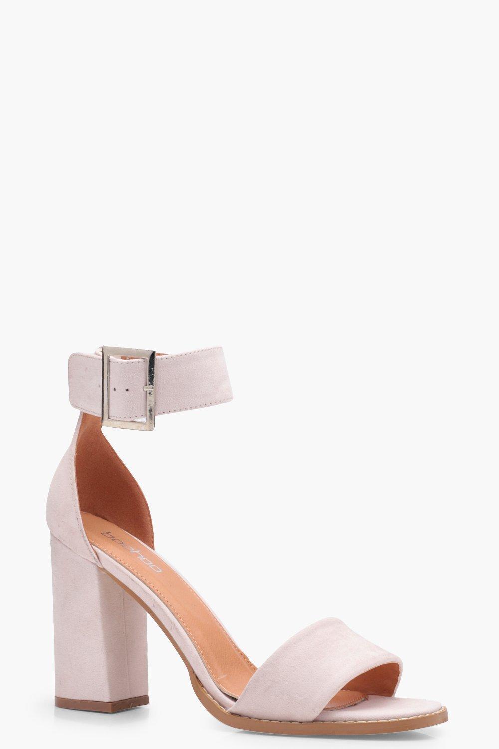 baby pink block heels