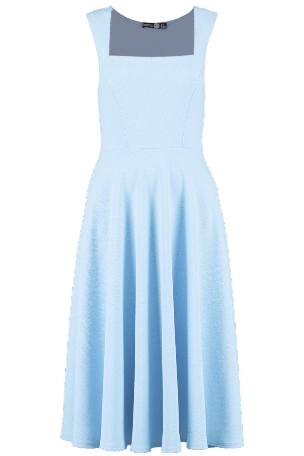 boohoo square neck midi skater dress