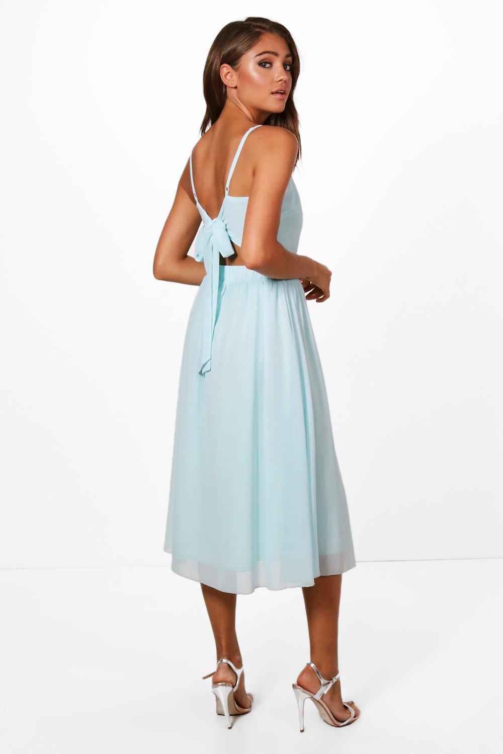 Chiffon tie back midi skater dress Clearance