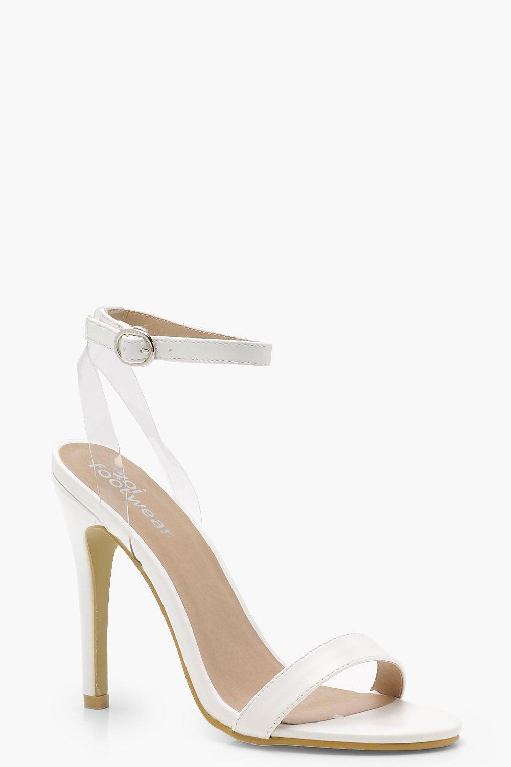 white barely there heels wide fit