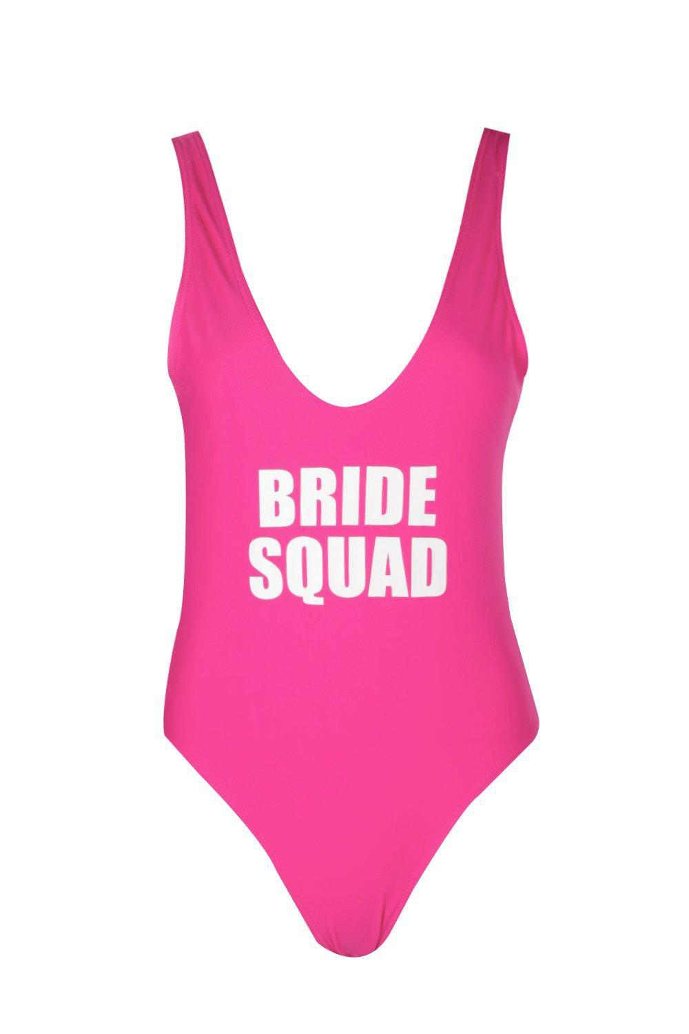 bride squad swimsuit pink