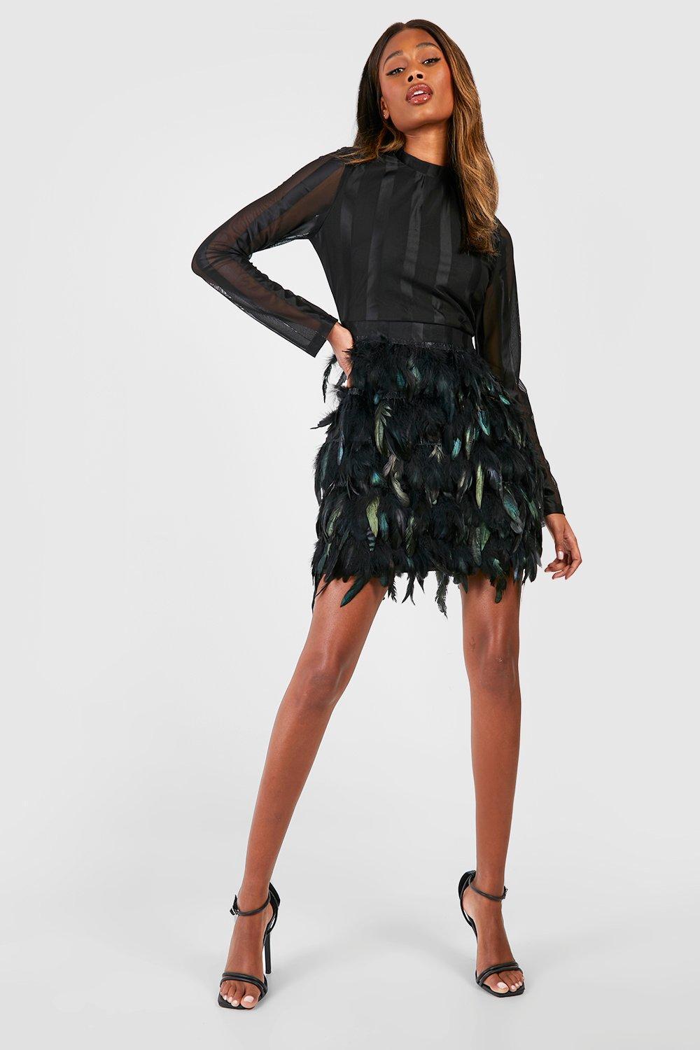 Cloud Feather Mini Skirt - Black | LEAU