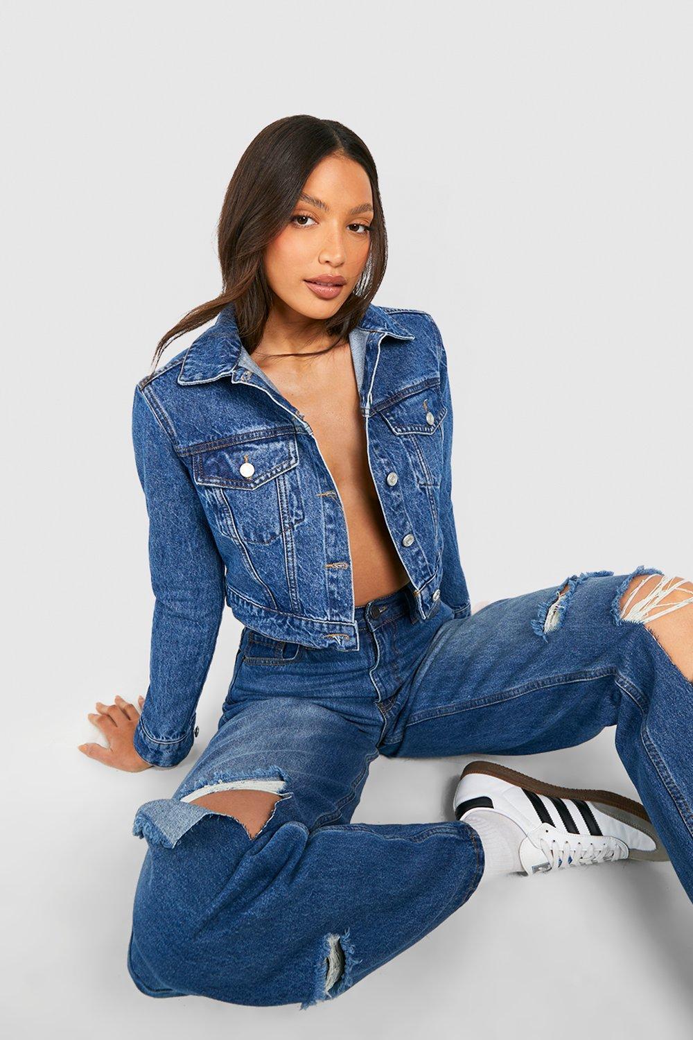 Boohoo Tall Ripped Knee Mid Rise Baggy Mid Wash Boyfriend Jeans in Blue |  Lyst