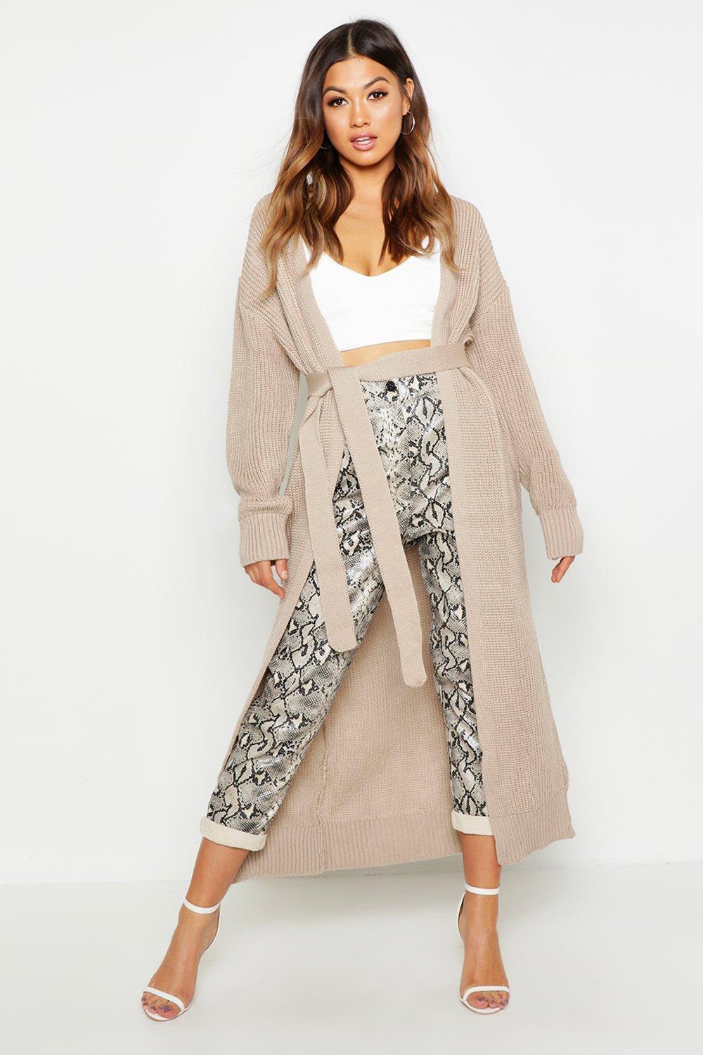 belted maxi cardigan