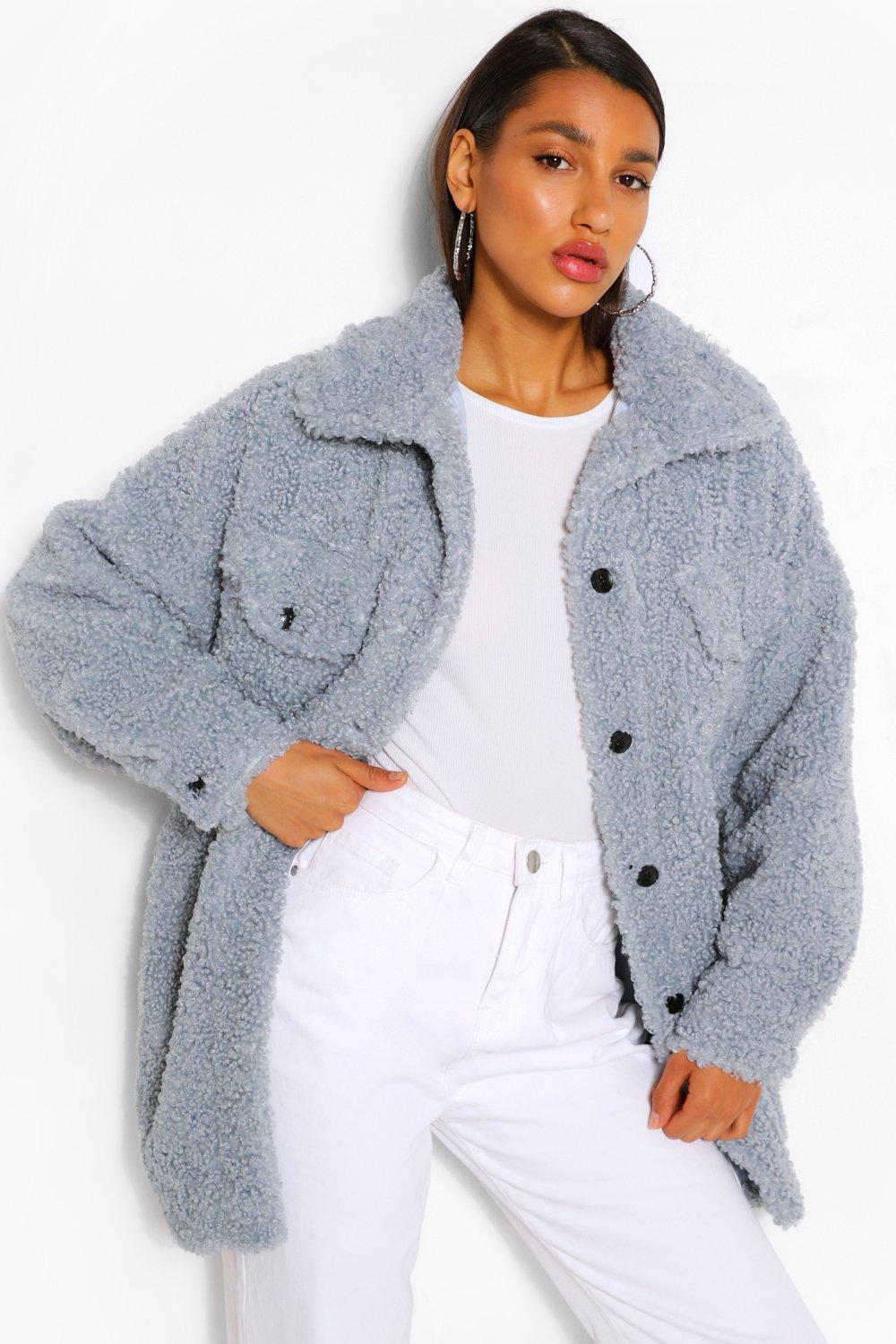 Oversized belted shacket boohoo Clearance
