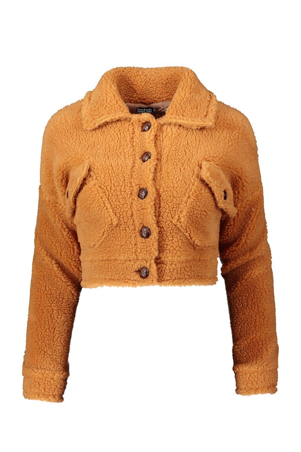 cropped teddy trucker jacket