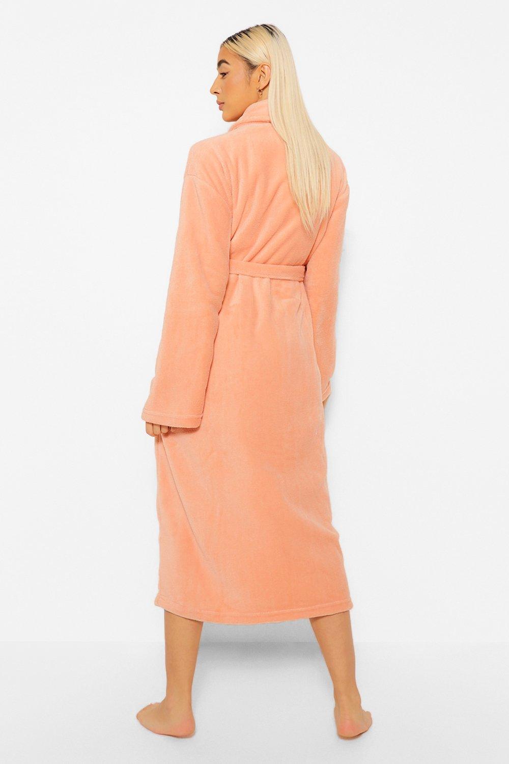 Boohoo Fleece Bathrobe/robe in Orange Lyst