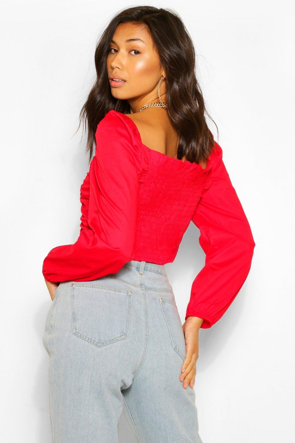 sexy red long sleeve top