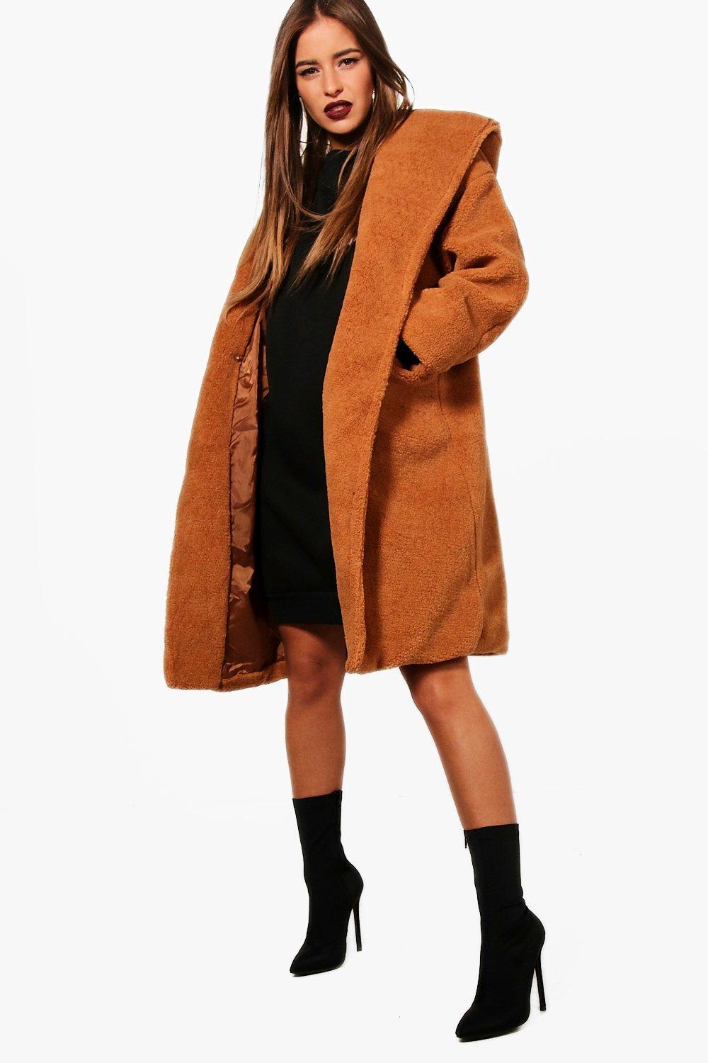 Boohoo oversized teddy coat Clearance