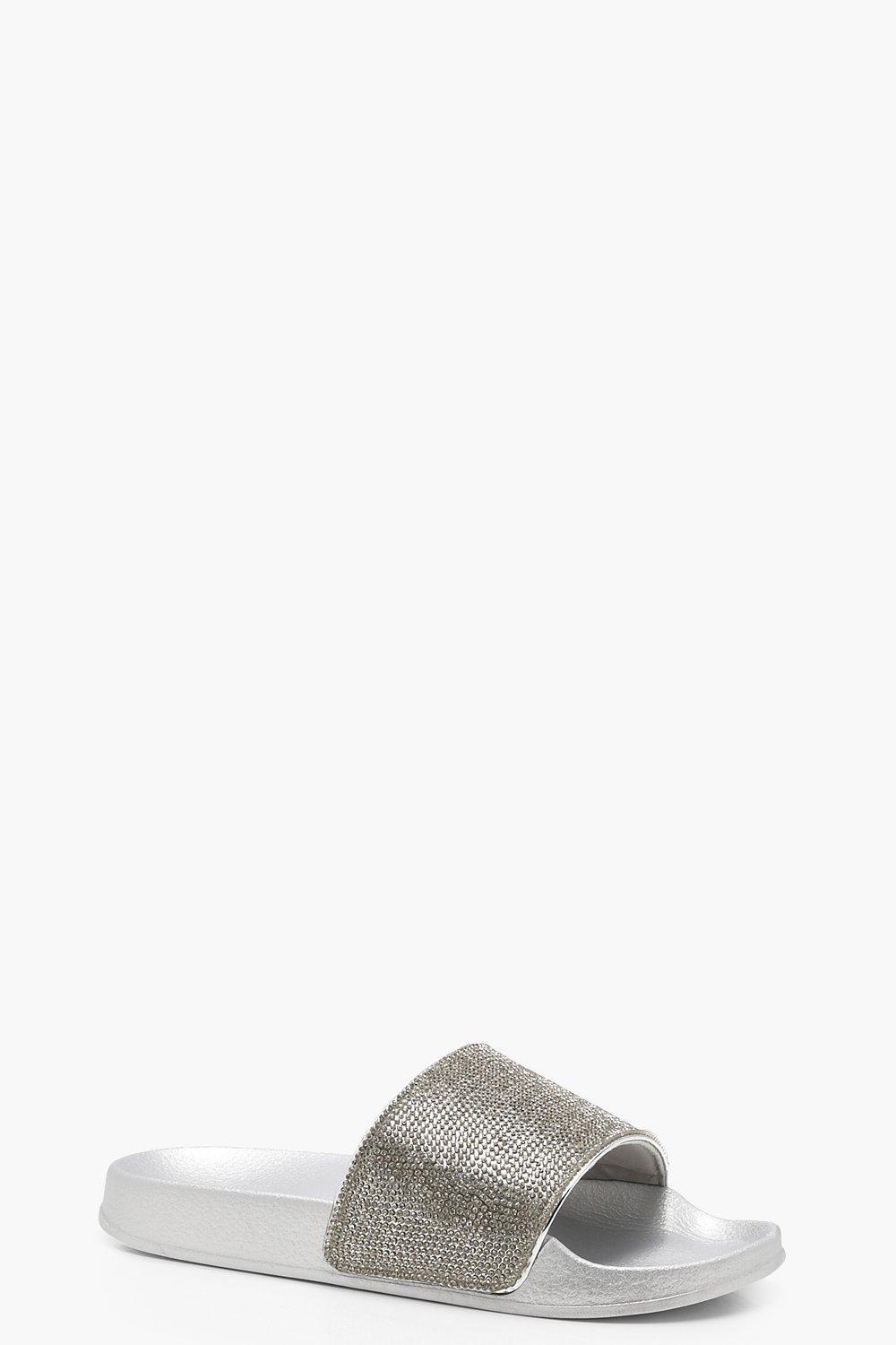 wide fit diamante sliders