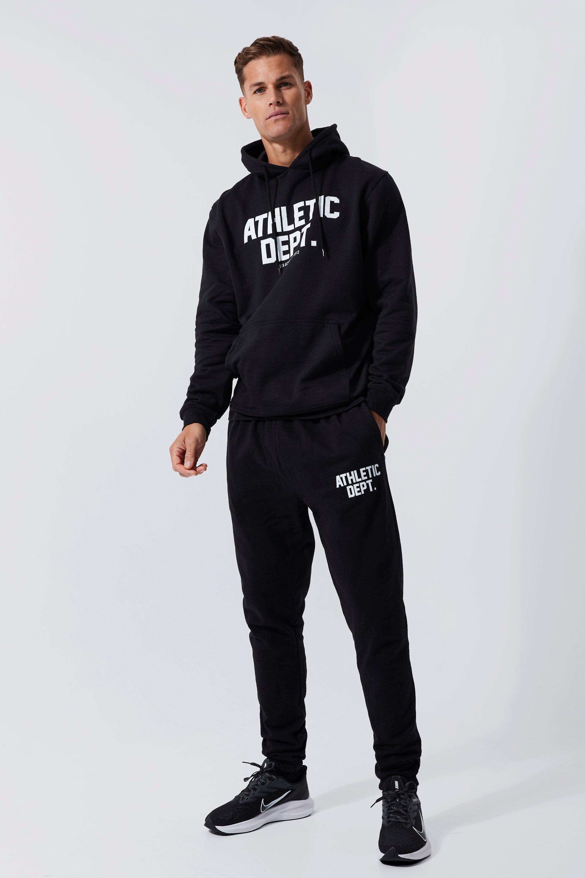 BoohooMAN Tall Man Active Athletic Dept Sweat Tracksuit in Black for ...