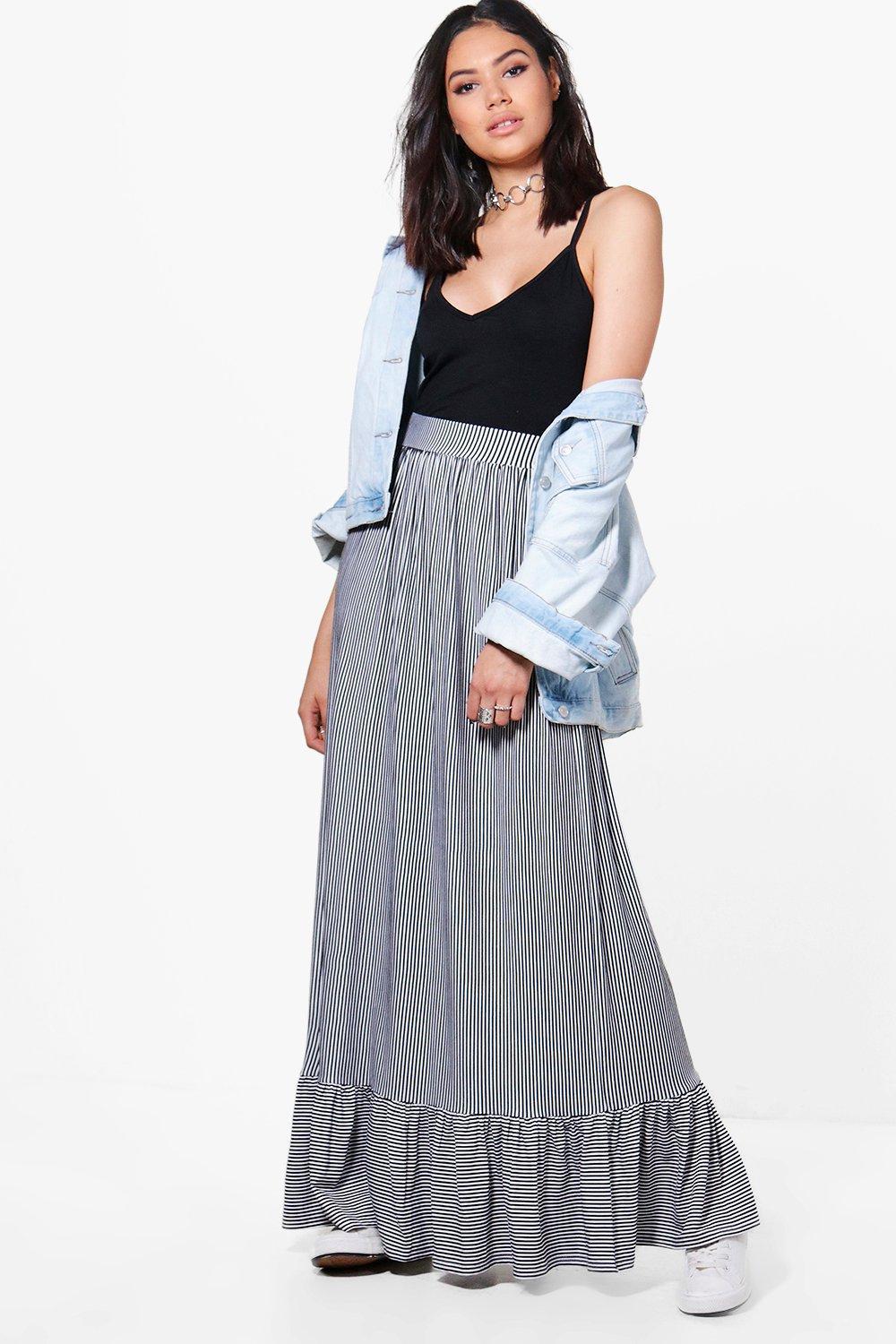ruffle hem maxi skirt