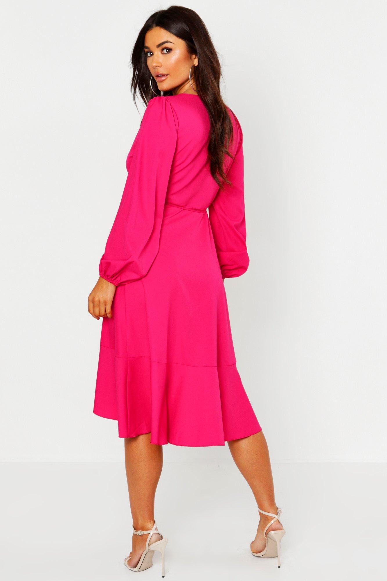 ruffle wrap skater dress